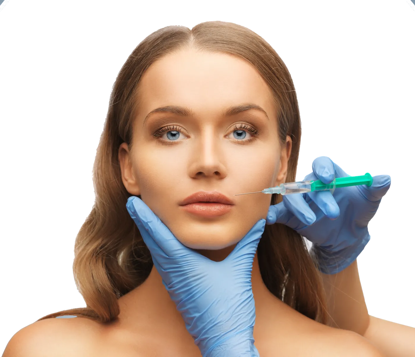 injection of filling substance on the woman face