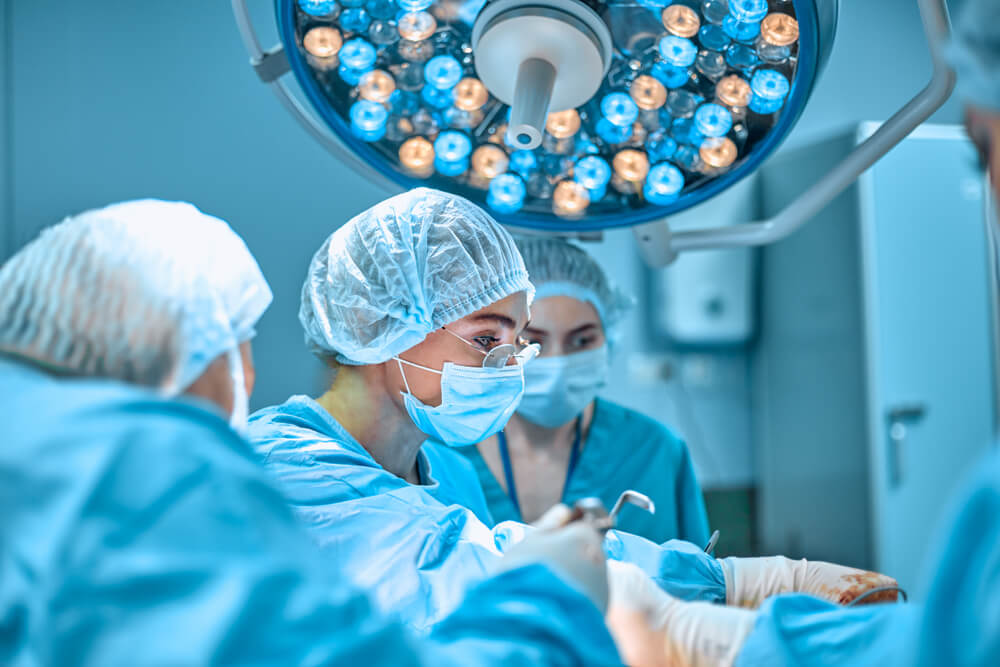 Teams of surgeons during the operation